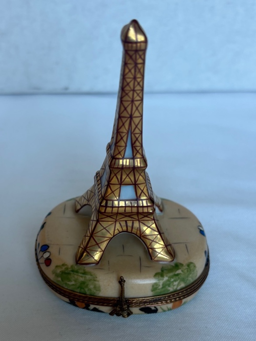 Limoges Gold and Cream Eiffel Tower Trinket Box
